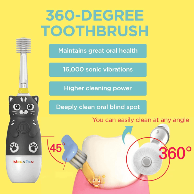 MEGA TEN 360-Degree Kids Electric Toothbrush with LED Light 1-4 Yrs Monkey-1875027403600957443