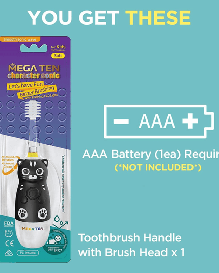 MEGA TEN 360-Degree Kids Electric Toothbrush with LED Light 1-4 Yrs Monkey-1875027403600957445