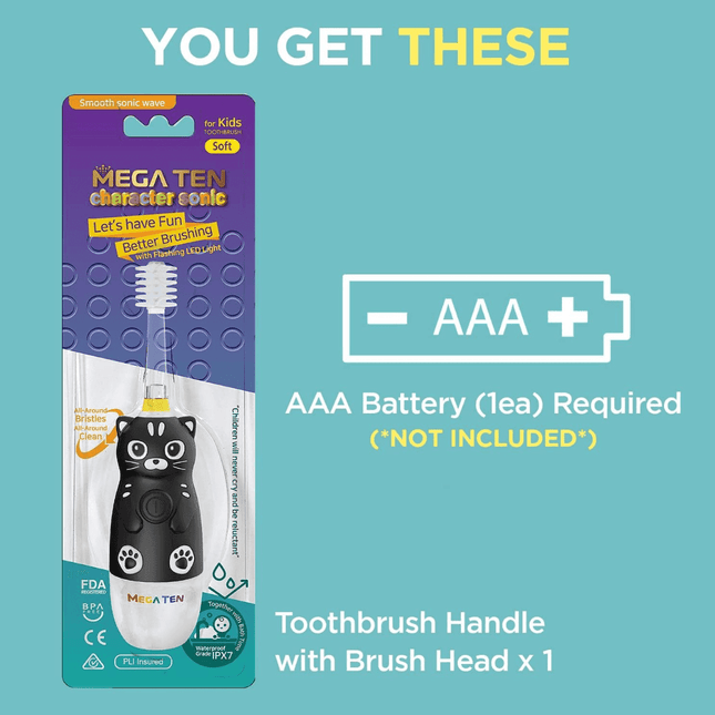 MEGA TEN 360-Degree Kids Electric Toothbrush with LED Light 1-4 Yrs Monkey-1875027403600957445