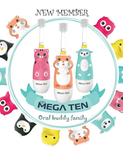 MEGA TEN 360-Degree Kids Electric Toothbrush with LED Light 4Yrs+ Black Cat-1875027403781312521