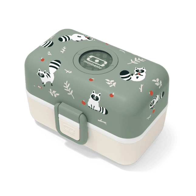 Monbento Tresor Graphic Kids's Bento Box- Green Raccoon Green Raccoon-1875027410735468544