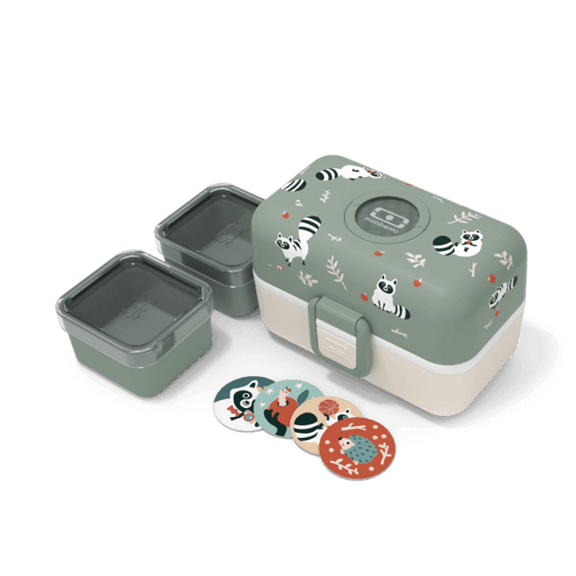 Monbento Tresor Graphic Kids's Bento Box- Green Raccoon Green Raccoon-1875027410735468546