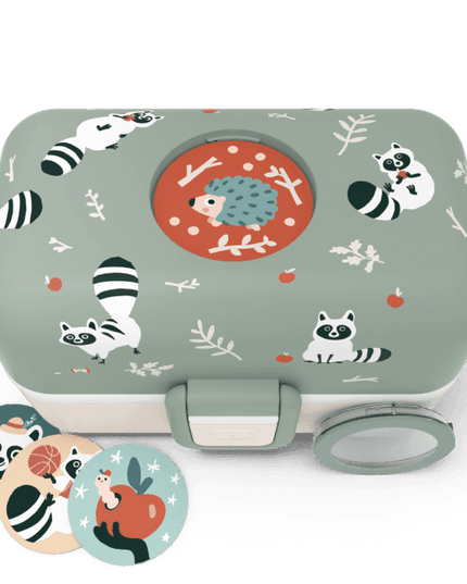 Monbento Tresor Graphic Kids's Bento Box- Green Raccoon Green Raccoon-1875027410735468547