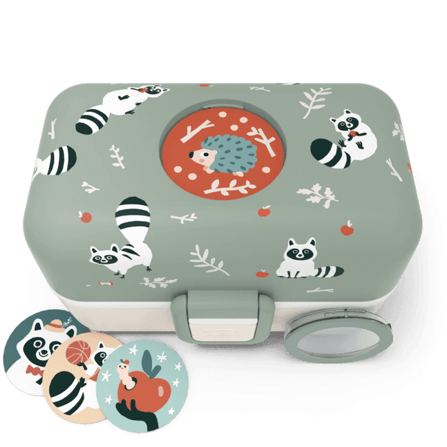 Monbento Tresor Graphic Kids's Bento Box- Green Raccoon Green Raccoon-1875027410735468547