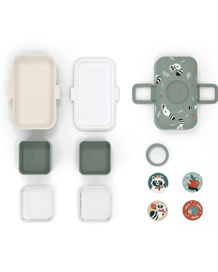 Monbento Tresor Graphic Kids's Bento Box- Green Raccoon Green Raccoon-1875027410735468549