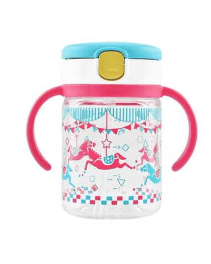 Richell - Aqulea Clear Straw Bottle Mug 200ml Pink Carousel-1875027469753520128