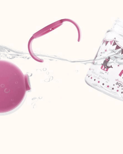 Richell - Aqulea Clear Straw Bottle Mug 200ml Pink Carousel-1875027469753520129