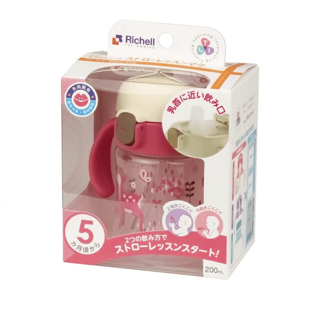 Richell Sippy Cup 200ml Pink Deer-1875027470865010689