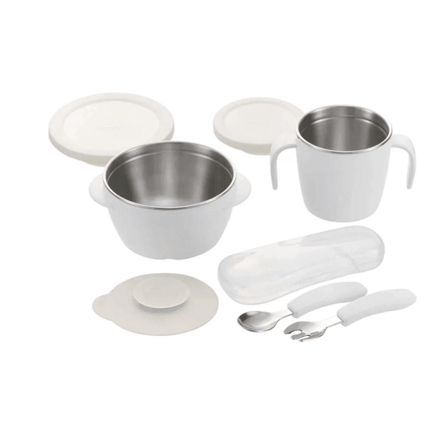RICHELL TLI Stainless steel Feeding Set White-1875027405979127808