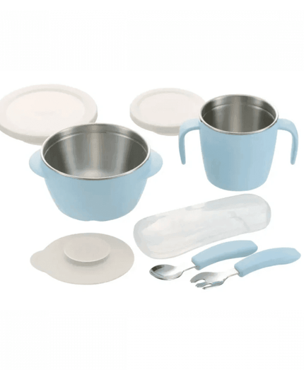 RICHELL TLI Stainless steel Feeding Set Blue-1875027406268534784