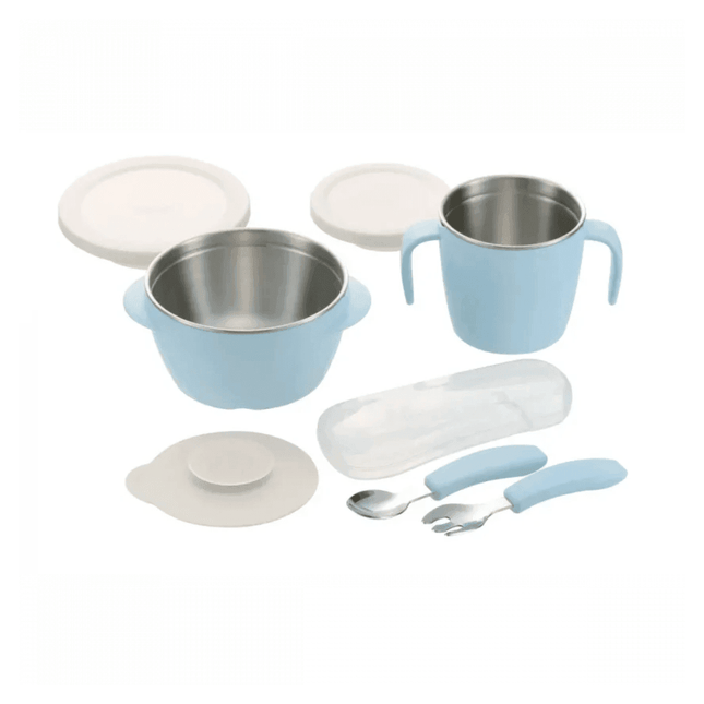 RICHELL TLI Stainless steel Feeding Set Blue-1875027406268534784