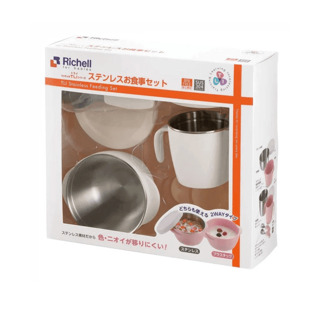 RICHELL TLI Stainless steel Feeding Set Blue-1875027406268534785