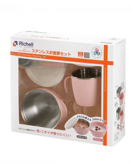 RICHELL TLI Stainless steel Feeding Set Blue-1875027406268534786