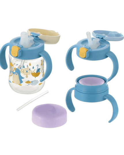 Richell - Tli Straw Mug Set R blue yellow bear S3 Straw-1875027531434954758