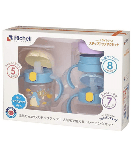 Richell - Tli Straw Mug Set R blue yellow bear Yellow Penguin-1875027499826679808