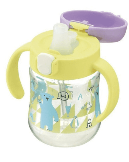 Richell - Tli Straw Mug Set R blue yellow bear S3 Straw-1875027531434954753