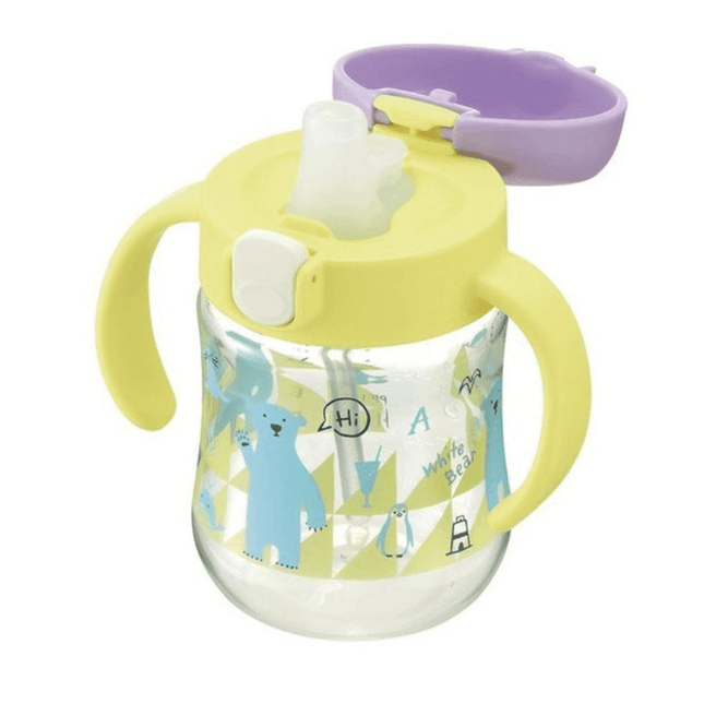 Richell - Tli Straw Mug Set R blue yellow bear S3 Straw-1875027531434954753