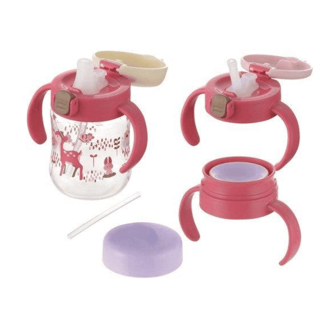 Richell - Tli Straw Mug Set R blue yellow bear Pink Deer-1875027500254498821