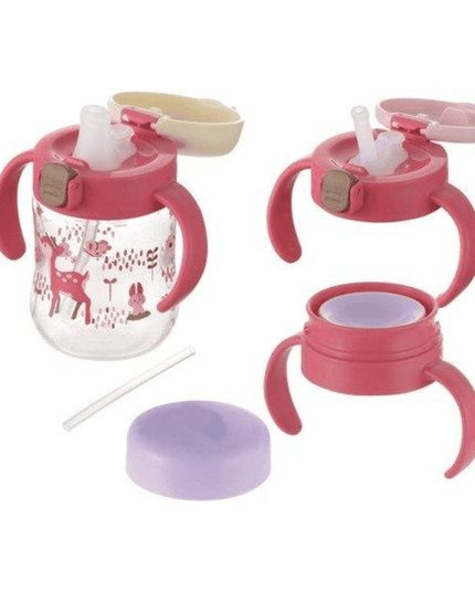 Richell - Tli Straw Mug Set R blue yellow bear S3 Straw-1875027531434954757