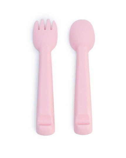 We Might Be Tiny Feedie Fork Spoon Set- Powder Pink-1875027435410558977