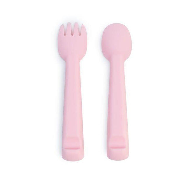 We Might Be Tiny Feedie Fork Spoon Set- Powder Pink-1875027435410558977