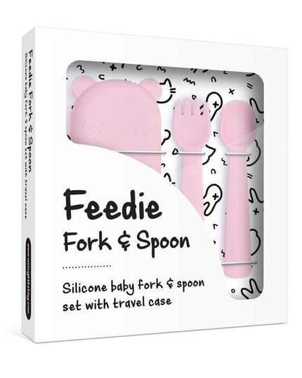 We Might Be Tiny Feedie Fork Spoon Set- Powder Pink-1875027435410558979