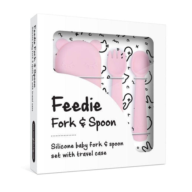We Might Be Tiny Feedie Fork Spoon Set- Powder Pink-1875027435410558979
